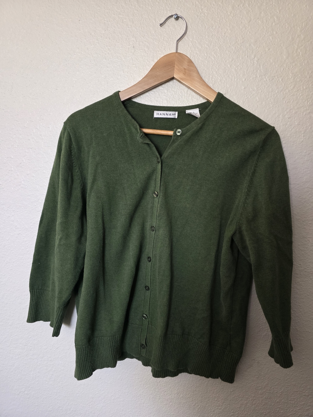 Hannah Forest Green Button-Front Cardigan